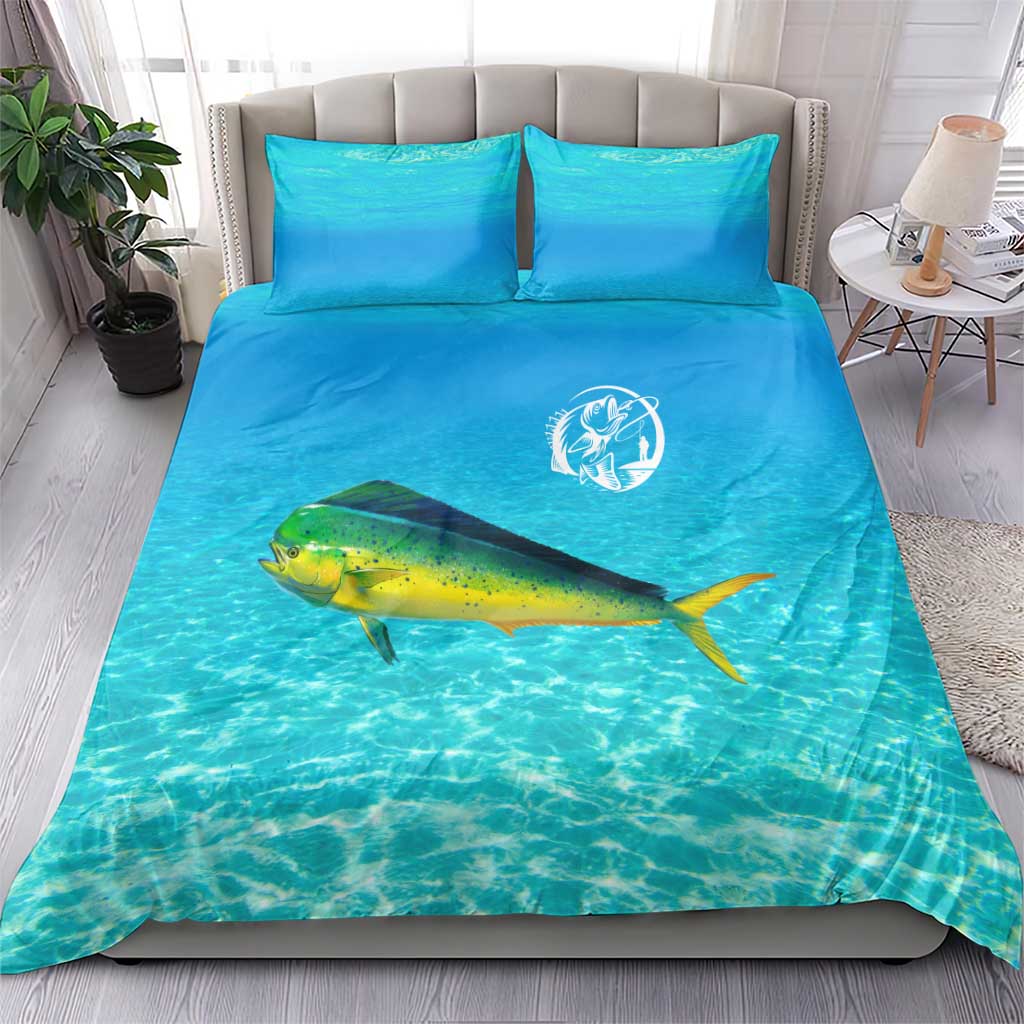 Mahi Mahi  Fishing Customize Name Bedding Set Underwater Blue Background in Tropical Ocean Scene - Wonder Print Shop