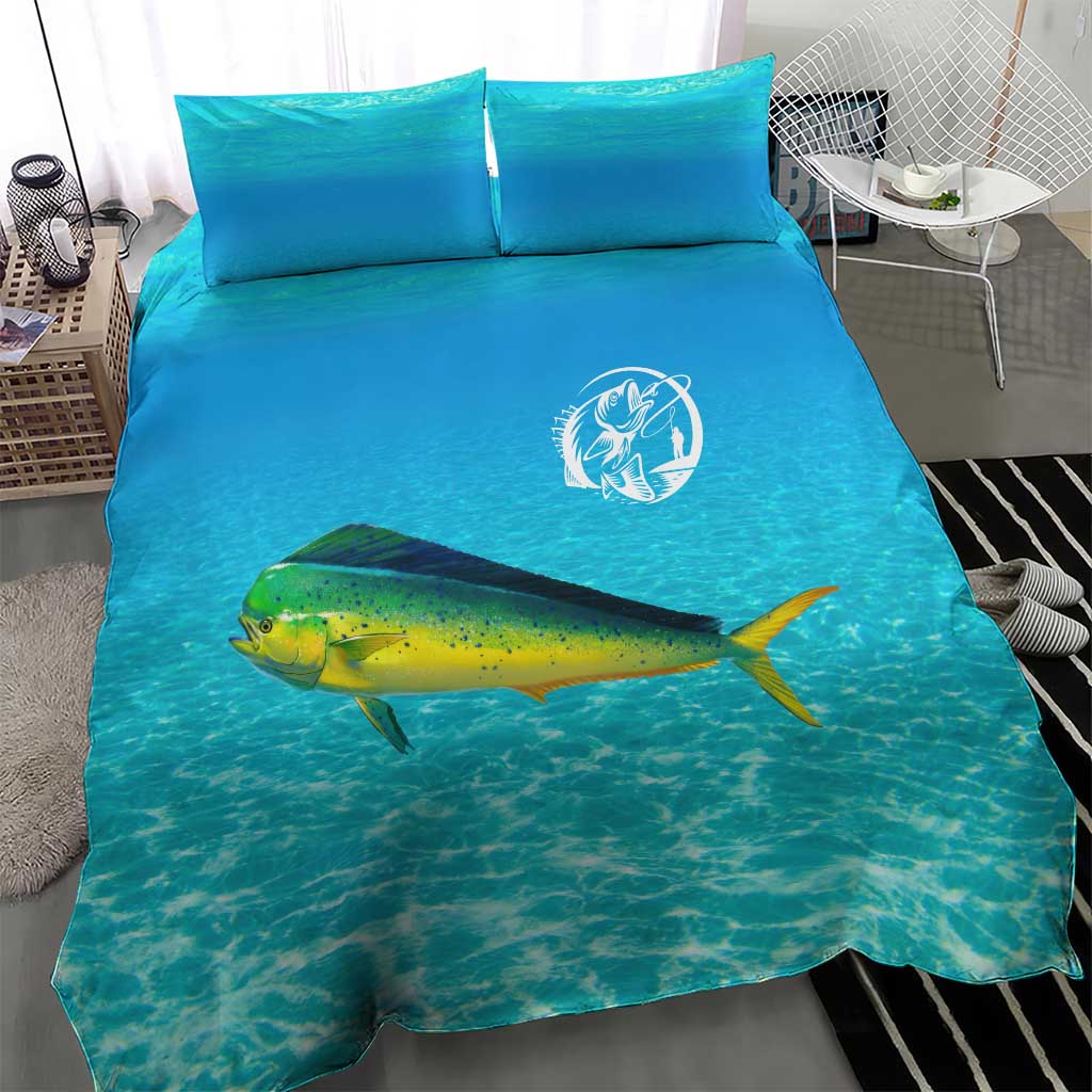 Mahi Mahi  Fishing Customize Name Bedding Set Underwater Blue Background in Tropical Ocean Scene - Wonder Print Shop