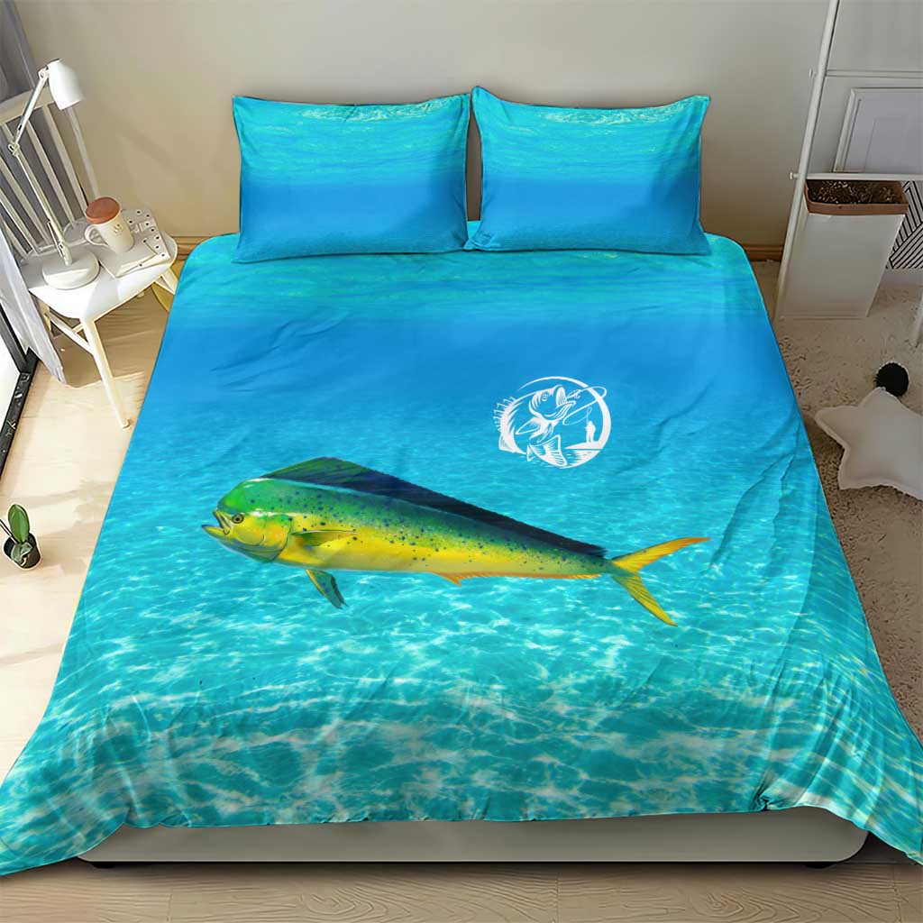 Mahi Mahi  Fishing Customize Name Bedding Set Underwater Blue Background in Tropical Ocean Scene - Wonder Print Shop