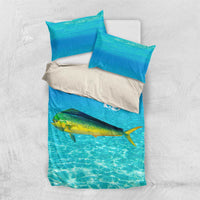 Mahi Mahi  Fishing Customize Name Bedding Set Underwater Blue Background in Tropical Ocean Scene - Wonder Print Shop