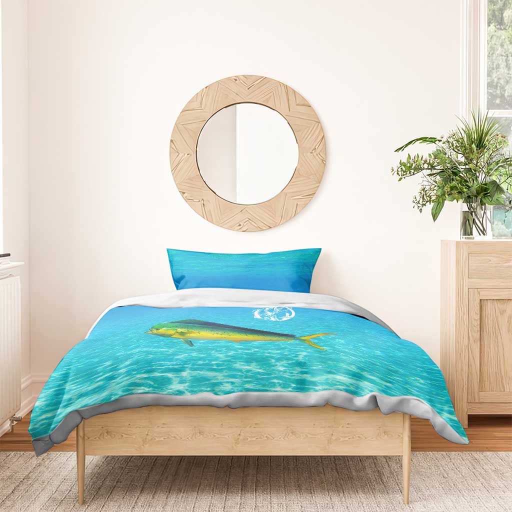 Mahi Mahi  Fishing Customize Name Bedding Set Underwater Blue Background in Tropical Ocean Scene - Wonder Print Shop