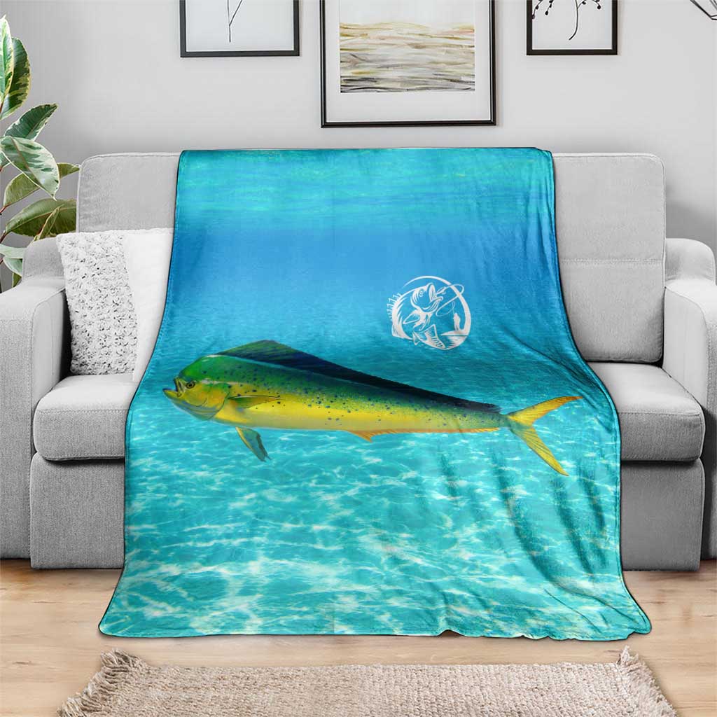 Mahi Mahi  Fishing Customize Name Blanket Underwater Blue Background in Tropical Ocean Scene - Wonder Print Shop