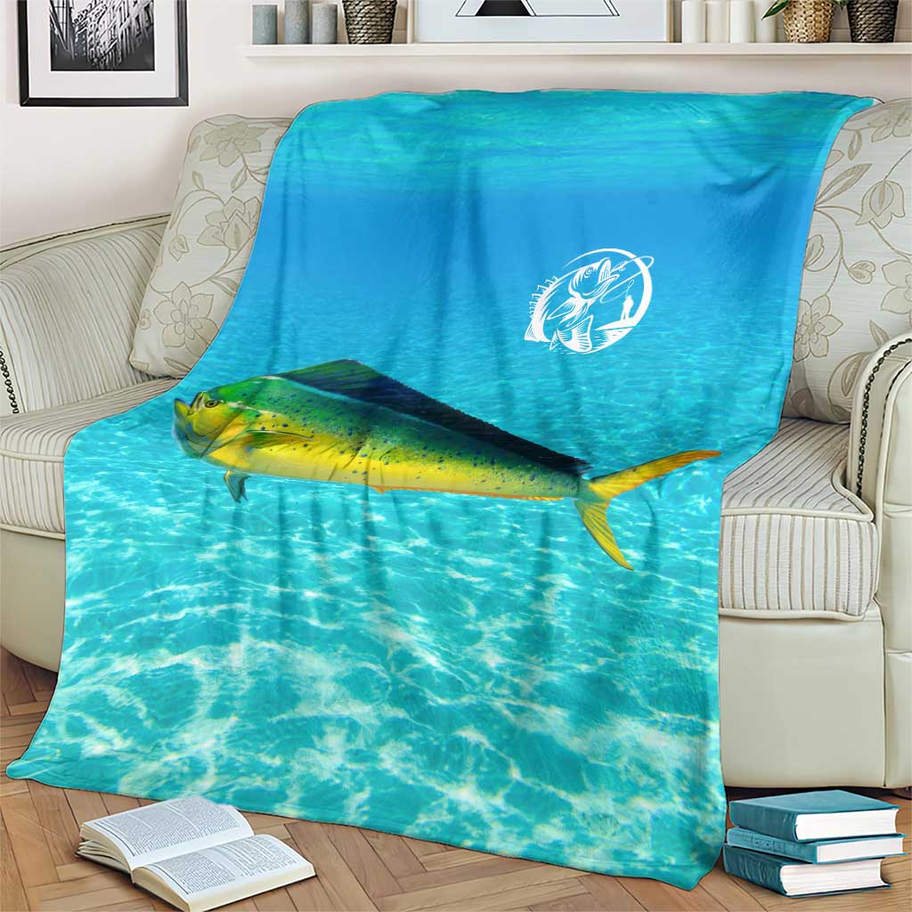 Mahi Mahi  Fishing Customize Name Blanket Underwater Blue Background in Tropical Ocean Scene - Wonder Print Shop