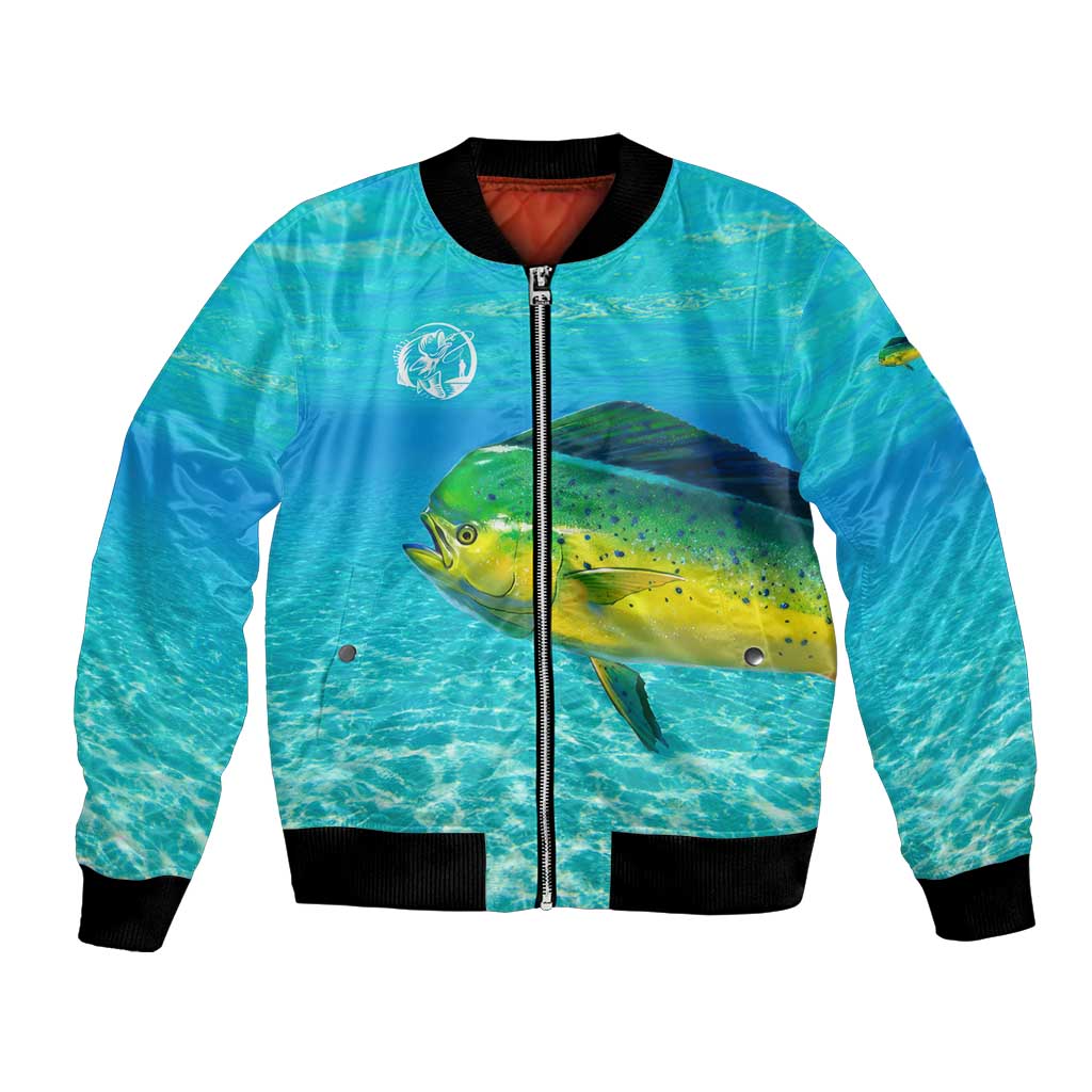 Mahi Mahi  Fishing Customize Name Bomber Jacket Underwater Blue Background in Tropical Ocean Scene - Wonder Print Shop