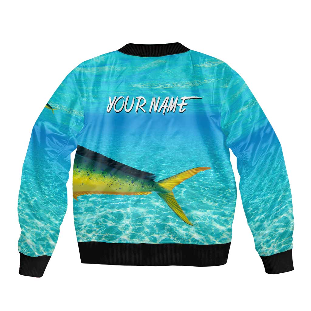 Mahi Mahi  Fishing Customize Name Bomber Jacket Underwater Blue Background in Tropical Ocean Scene - Wonder Print Shop