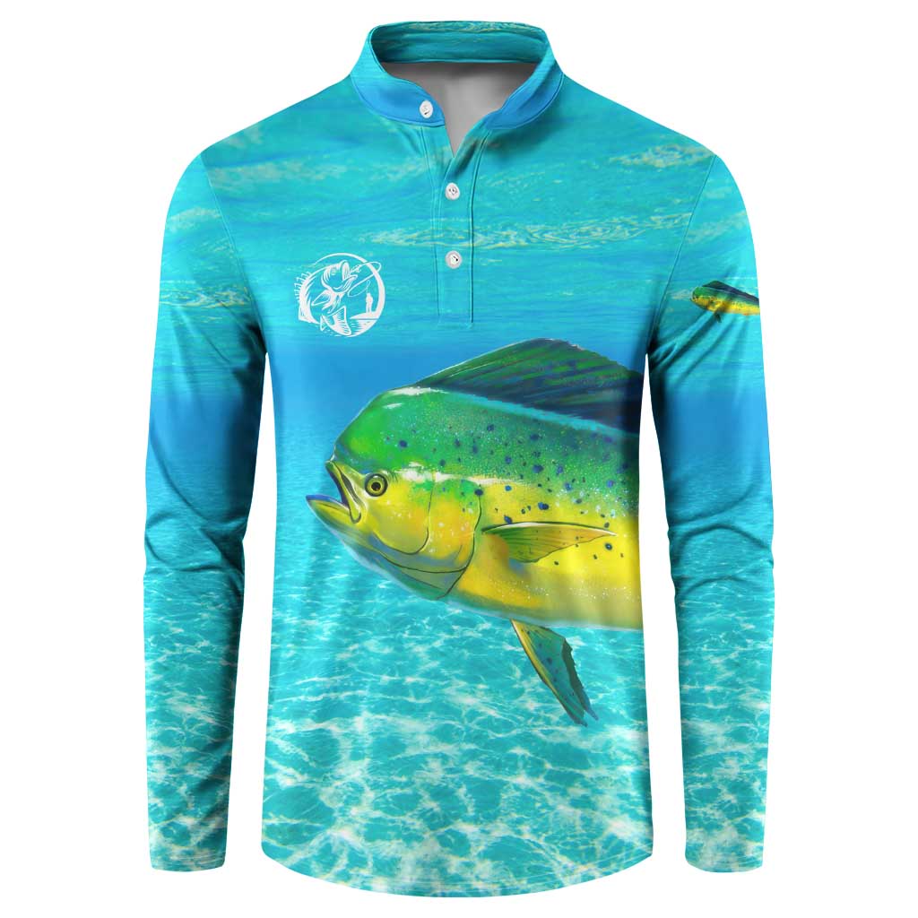 Mahi Mahi  Fishing Customize Name Button Sweatshirt Underwater Blue Background in Tropical Ocean Scene - Wonder Print Shop