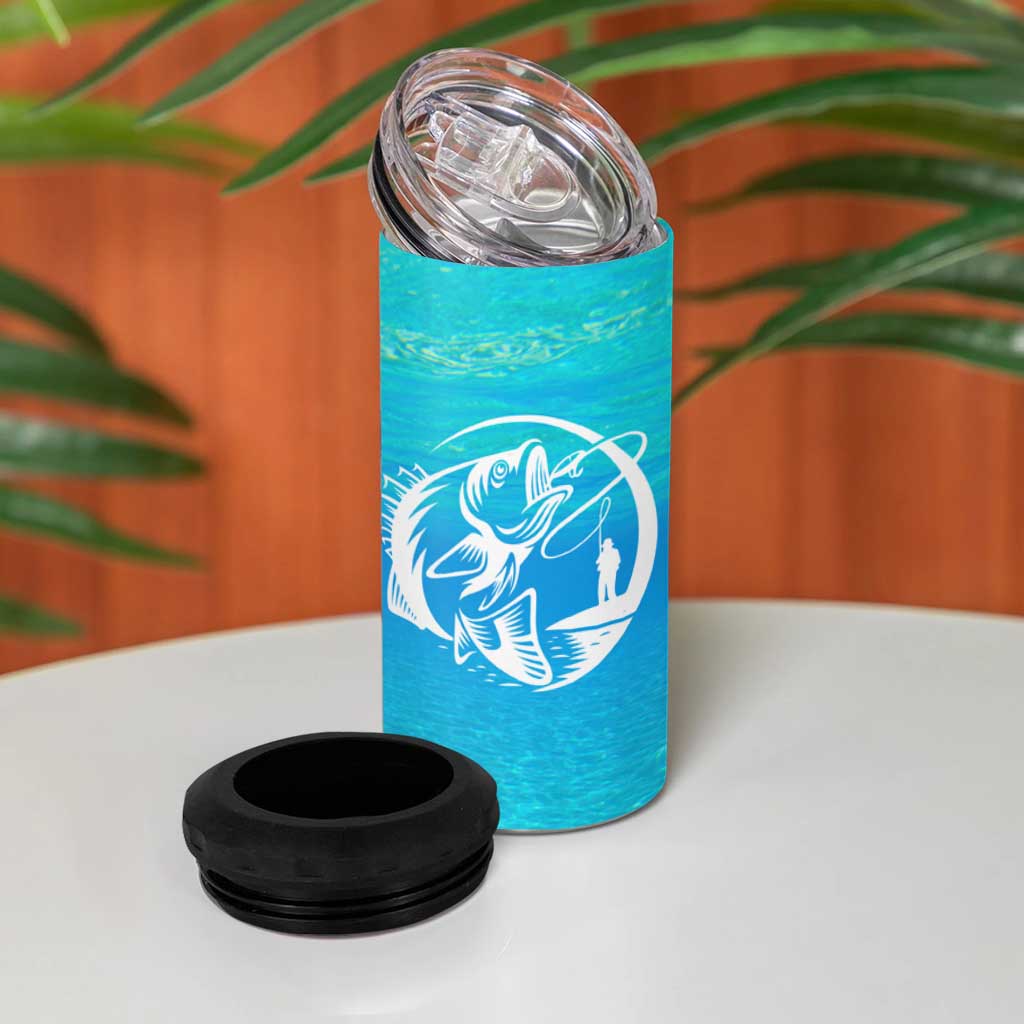 Mahi Mahi  Fishing Customize Name 4 in 1 Can Cooler Tumbler Underwater Blue Background in Tropical Ocean Scene - Wonder Print Shop