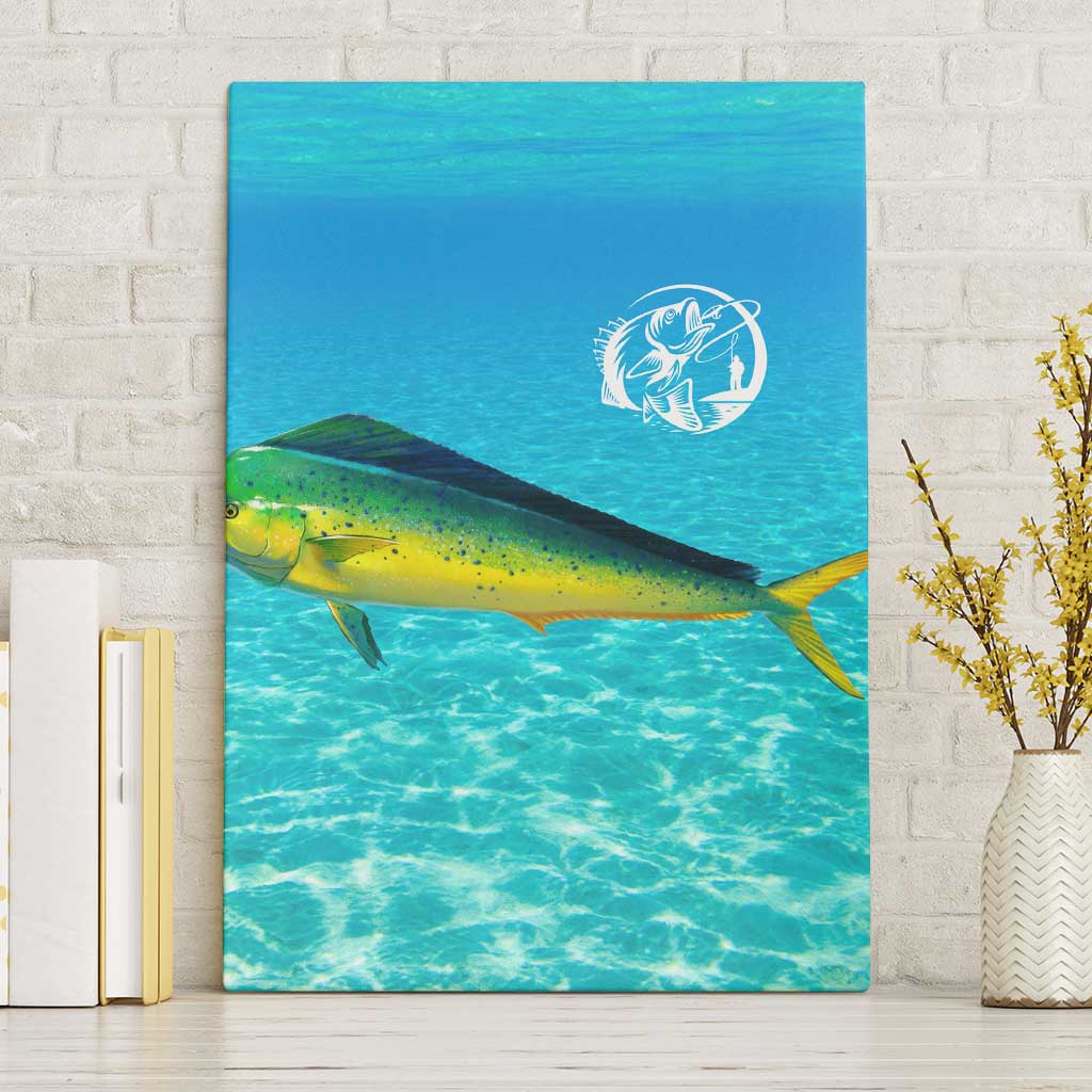 Mahi Mahi  Fishing Customize Name Canvas Wall Art Underwater Blue Background in Tropical Ocean Scene - Wonder Print Shop