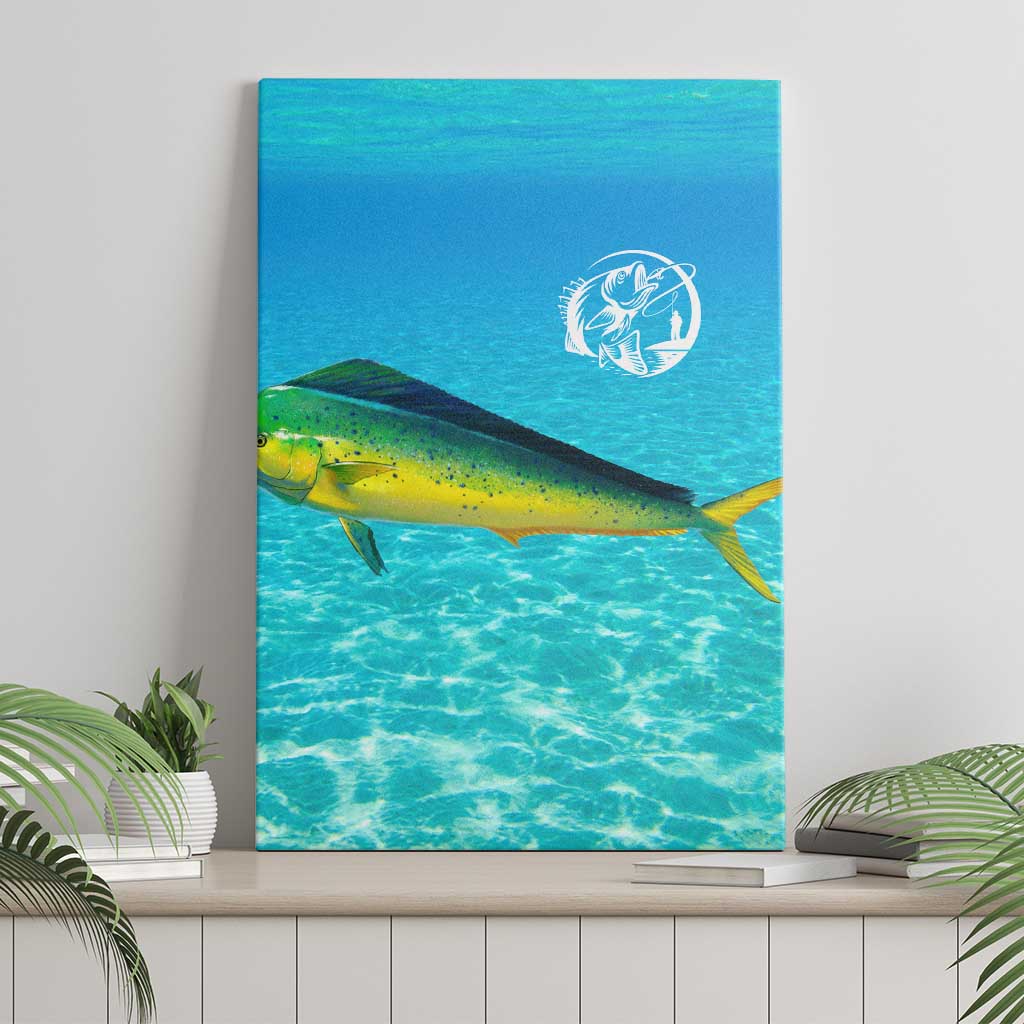 Mahi Mahi  Fishing Customize Name Canvas Wall Art Underwater Blue Background in Tropical Ocean Scene - Wonder Print Shop