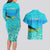 Mahi Mahi  Fishing Customize Name Couples Matching Long Sleeve Bodycon Dress and Hawaiian Shirt Underwater Blue Background in Tropical Ocean Scene - Wonder Print Shop