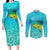 Mahi Mahi  Fishing Customize Name Couples Matching Long Sleeve Bodycon Dress and Long Sleeve Button Shirt Underwater Blue Background in Tropical Ocean Scene - Wonder Print Shop
