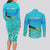 Mahi Mahi  Fishing Customize Name Couples Matching Long Sleeve Bodycon Dress and Long Sleeve Button Shirt Underwater Blue Background in Tropical Ocean Scene - Wonder Print Shop