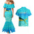 Mahi Mahi  Fishing Customize Name Couples Matching Mermaid Dress and Hawaiian Shirt Underwater Blue Background in Tropical Ocean Scene - Wonder Print Shop