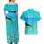 Mahi Mahi  Fishing Customize Name Couples Matching Off Shoulder Maxi Dress and Hawaiian Shirt Underwater Blue Background in Tropical Ocean Scene - Wonder Print Shop