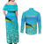 Mahi Mahi  Fishing Customize Name Couples Matching Off Shoulder Maxi Dress and Long Sleeve Button Shirt Underwater Blue Background in Tropical Ocean Scene - Wonder Print Shop
