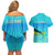 Mahi Mahi  Fishing Customize Name Couples Matching Off Shoulder Short Dress and Hawaiian Shirt Underwater Blue Background in Tropical Ocean Scene - Wonder Print Shop