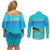 Mahi Mahi  Fishing Customize Name Couples Matching Off Shoulder Short Dress and Long Sleeve Button Shirt Underwater Blue Background in Tropical Ocean Scene - Wonder Print Shop