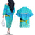 Mahi Mahi  Fishing Customize Name Couples Matching Off The Shoulder Long Sleeve Dress and Hawaiian Shirt Underwater Blue Background in Tropical Ocean Scene - Wonder Print Shop