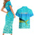 Mahi Mahi  Fishing Customize Name Couples Matching Short Sleeve Bodycon Dress and Hawaiian Shirt Underwater Blue Background in Tropical Ocean Scene - Wonder Print Shop