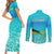 Mahi Mahi  Fishing Customize Name Couples Matching Short Sleeve Bodycon Dress and Long Sleeve Button Shirt Underwater Blue Background in Tropical Ocean Scene - Wonder Print Shop