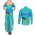 Mahi Mahi  Fishing Customize Name Couples Matching Summer Maxi Dress and Long Sleeve Button Shirt Underwater Blue Background in Tropical Ocean Scene - Wonder Print Shop