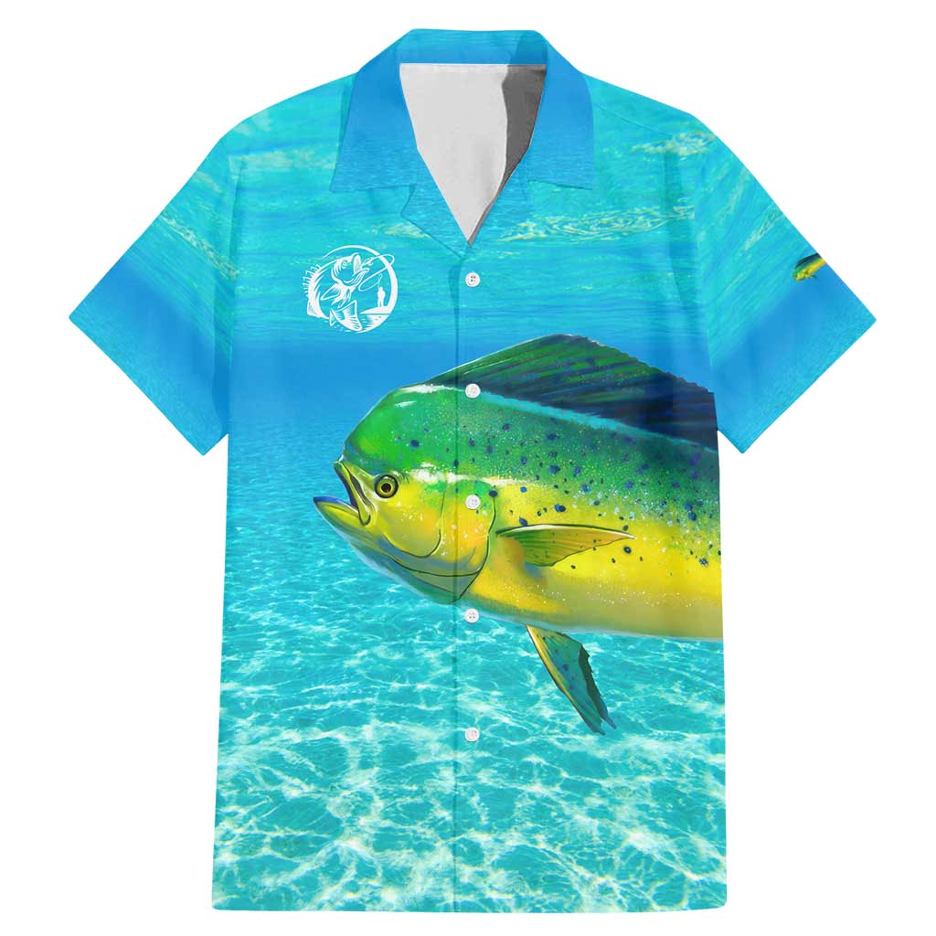Mahi Mahi  Fishing Customize Name Family Matching Mermaid Dress and Hawaiian Shirt Underwater Blue Background in Tropical Ocean Scene - Wonder Print Shop