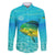 Mahi Mahi  Fishing Customize Name Family Matching Off The Shoulder Long Sleeve Dress and Hawaiian Shirt Underwater Blue Background in Tropical Ocean Scene - Wonder Print Shop