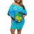 Mahi Mahi  Fishing Customize Name Family Matching Off Shoulder Short Dress and Hawaiian Shirt Underwater Blue Background in Tropical Ocean Scene - Wonder Print Shop