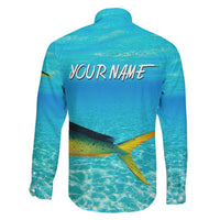 Mahi Mahi  Fishing Customize Name Family Matching Puletasi and Hawaiian Shirt Underwater Blue Background in Tropical Ocean Scene - Wonder Print Shop