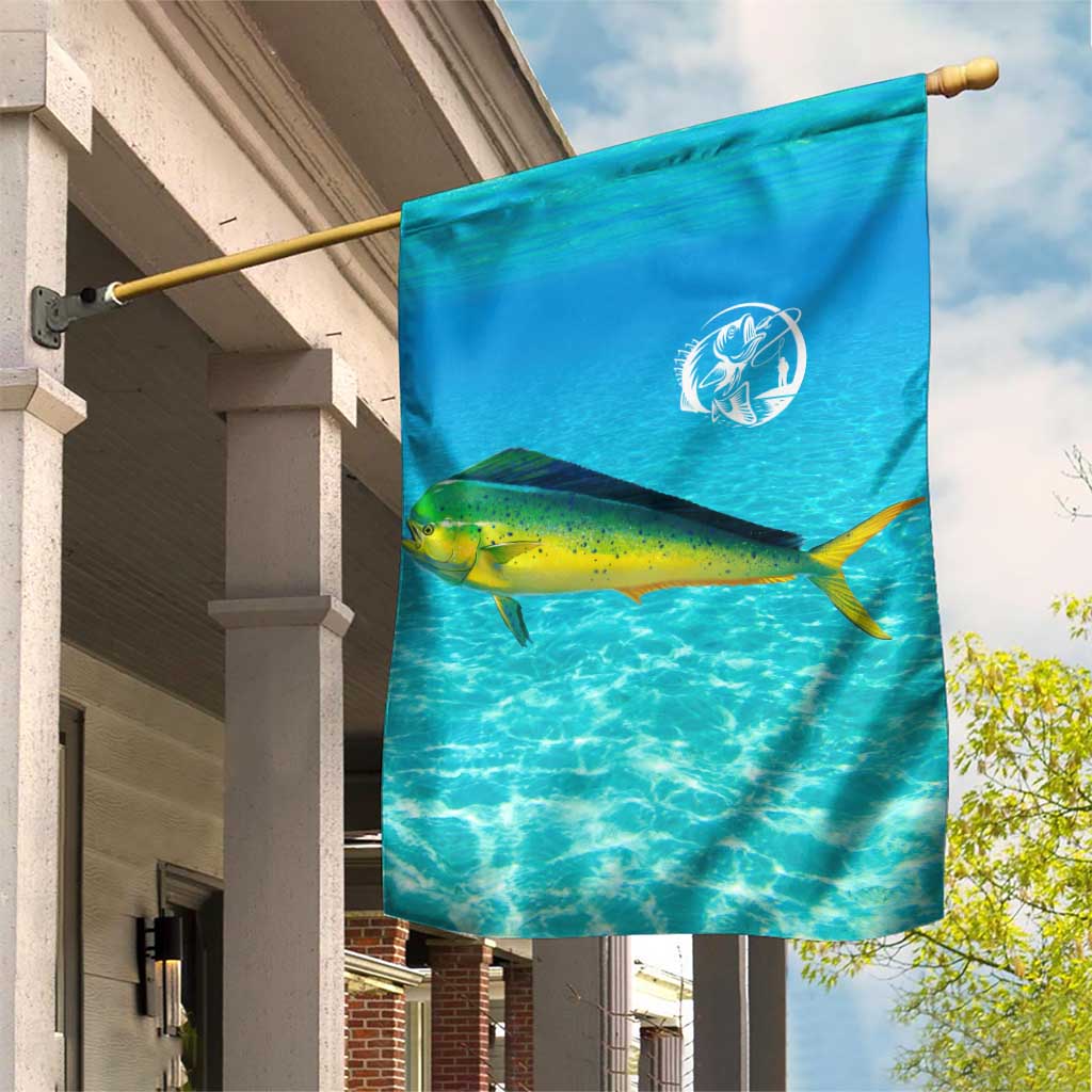 Mahi Mahi  Fishing Customize Name Garden Flag Underwater Blue Background in Tropical Ocean Scene - Wonder Print Shop