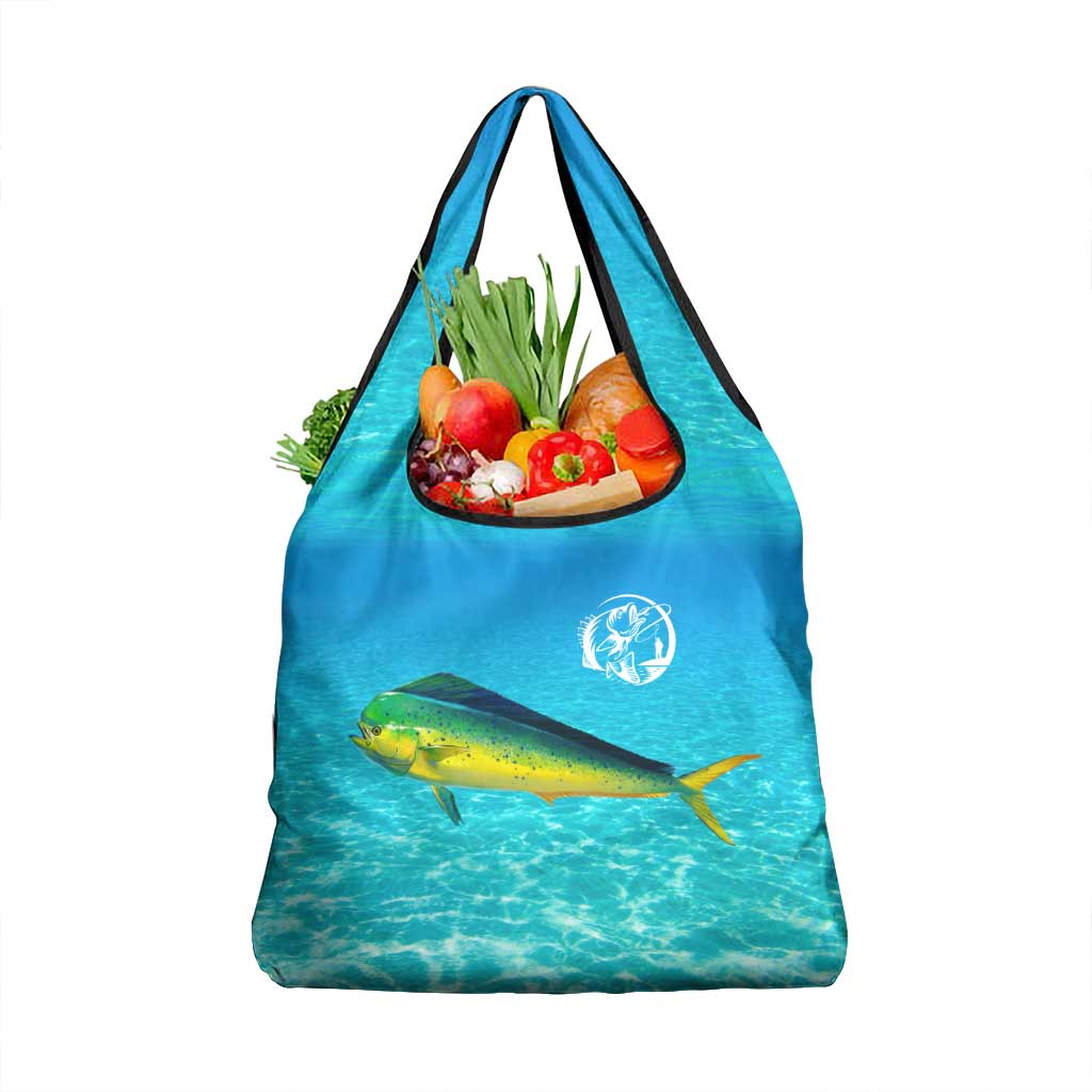 Mahi Mahi  Fishing Customize Name Grocery Bag Underwater Blue Background in Tropical Ocean Scene - Wonder Print Shop