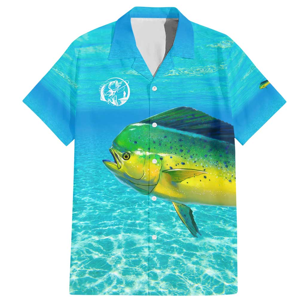 Mahi Mahi  Fishing Customize Name Hawaiian Shirt Underwater Blue Background in Tropical Ocean Scene - Wonder Print Shop