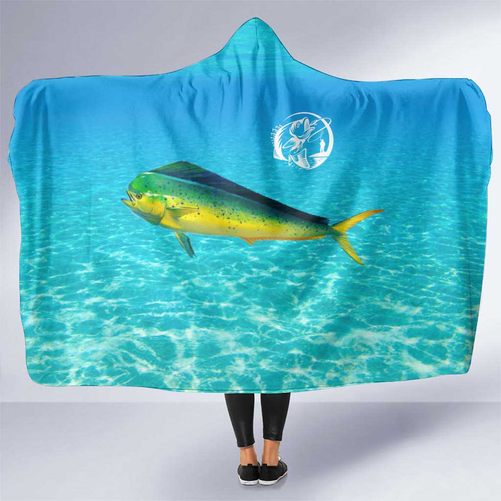 Mahi Mahi  Fishing Customize Name Hooded Blanket Underwater Blue Background in Tropical Ocean Scene - Wonder Print Shop