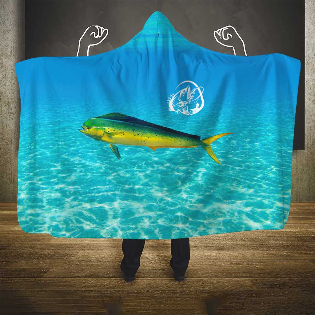 Mahi Mahi  Fishing Customize Name Hooded Blanket Underwater Blue Background in Tropical Ocean Scene - Wonder Print Shop