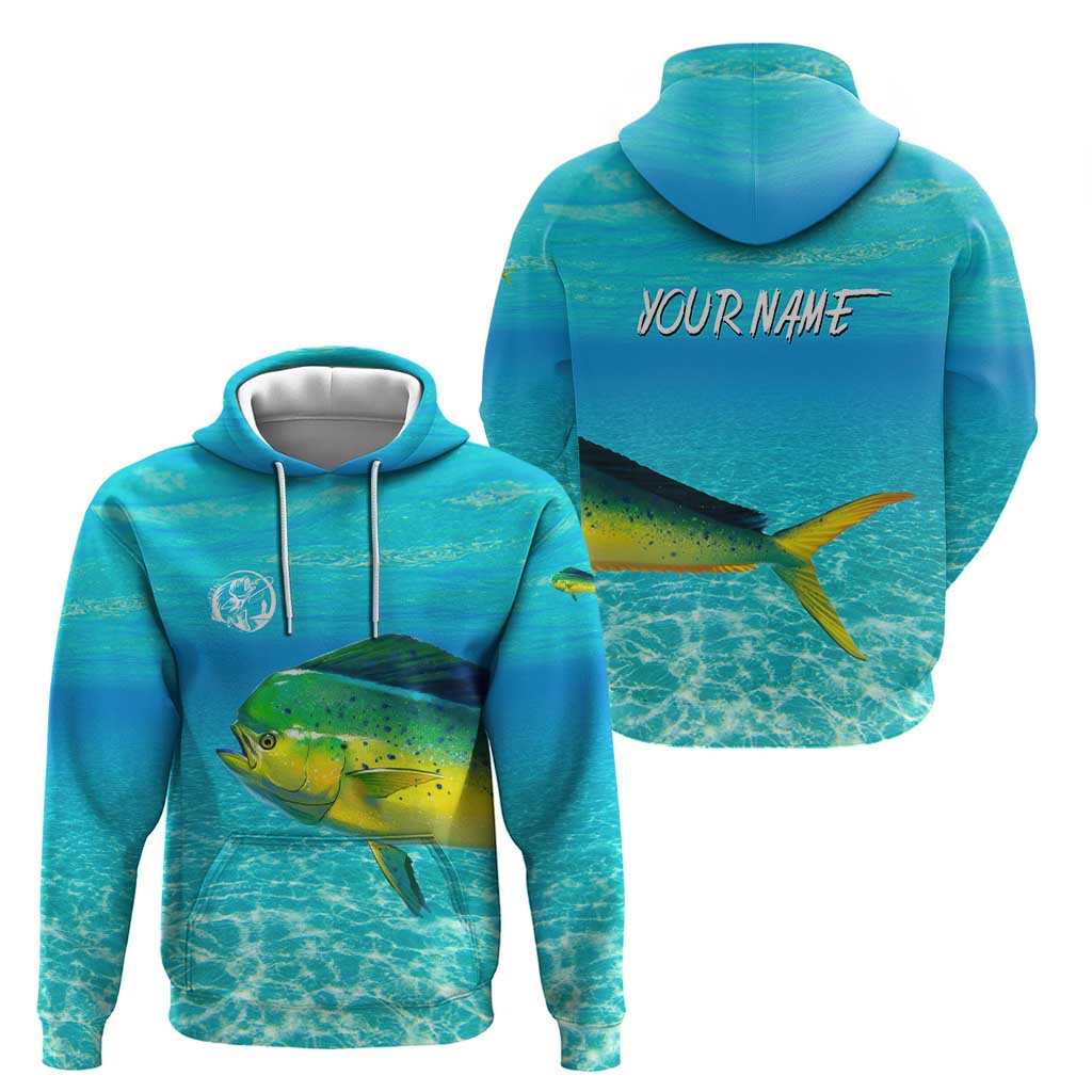 Mahi Mahi  Fishing Customize Name Hoodie Underwater Blue Background in Tropical Ocean Scene - Wonder Print Shop