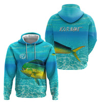 Mahi Mahi  Fishing Customize Name Hoodie Underwater Blue Background in Tropical Ocean Scene - Wonder Print Shop