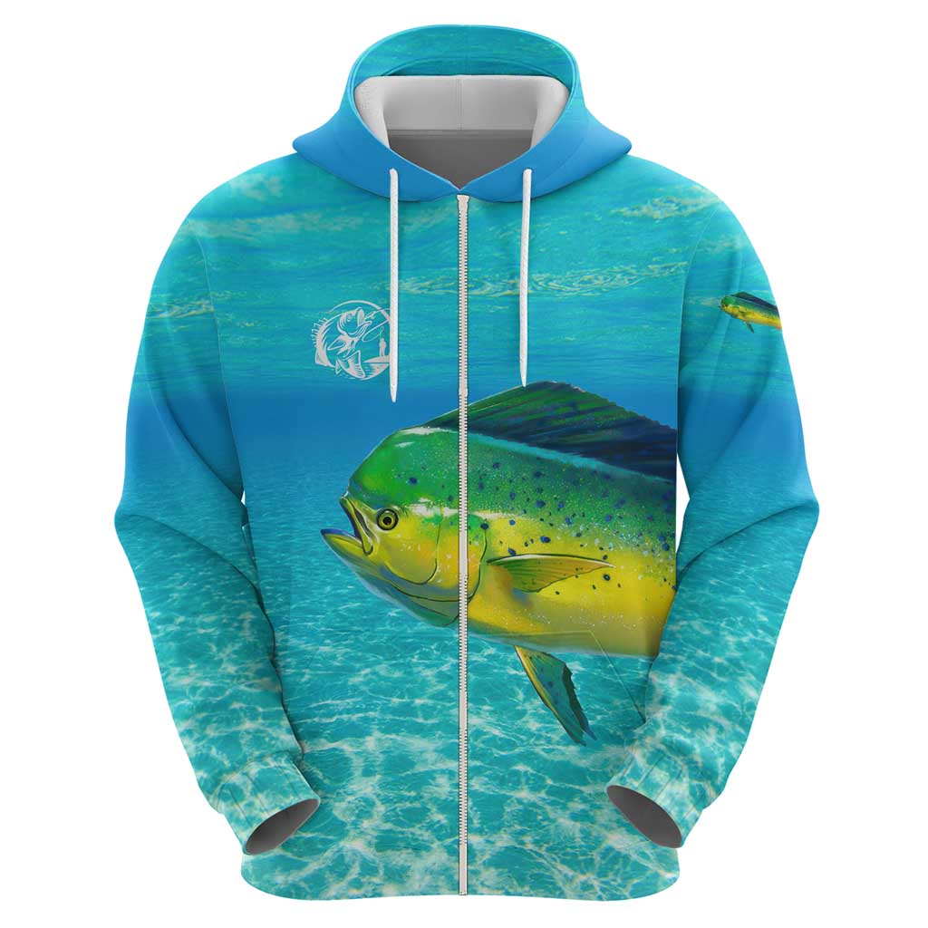 Mahi Mahi  Fishing Customize Name Hoodie Underwater Blue Background in Tropical Ocean Scene - Wonder Print Shop