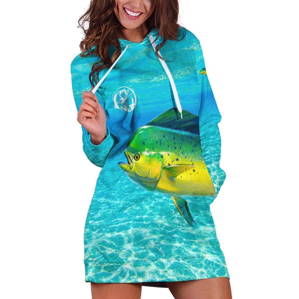 Mahi Mahi  Fishing Customize Name Hoodie Dress Underwater Blue Background in Tropical Ocean Scene - Wonder Print Shop