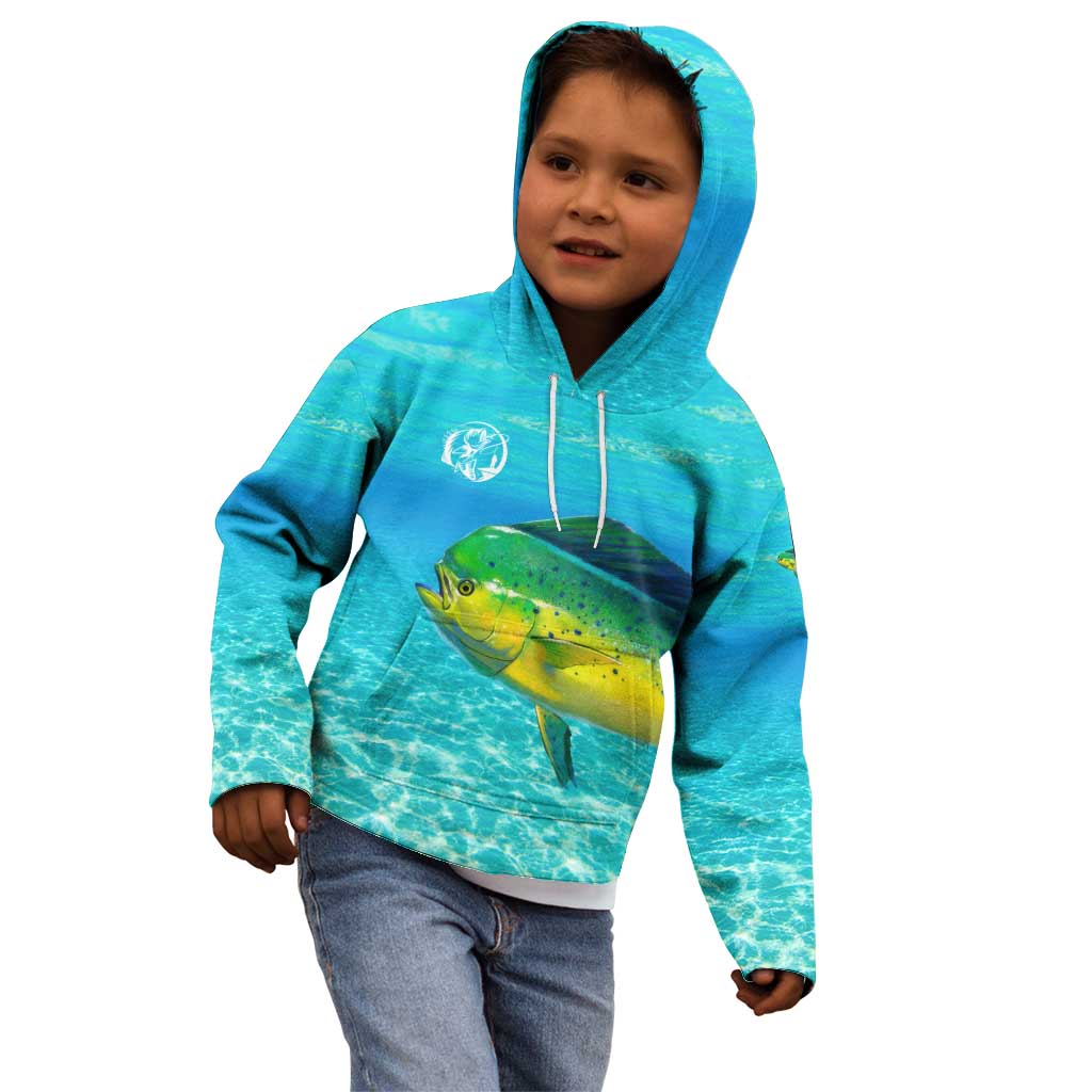 Mahi Mahi  Fishing Customize Name Kid Hoodie Underwater Blue Background in Tropical Ocean Scene - Wonder Print Shop