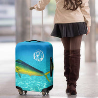 Mahi Mahi  Fishing Customize Name Luggage Cover Underwater Blue Background in Tropical Ocean Scene - Wonder Print Shop