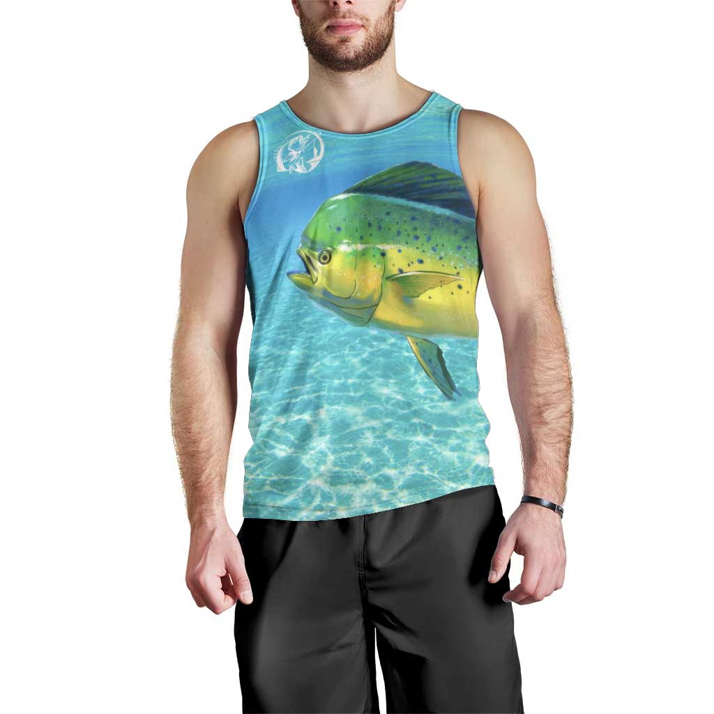 Mahi Mahi  Fishing Customize Name Men Tank Top Underwater Blue Background in Tropical Ocean Scene - Wonder Print Shop