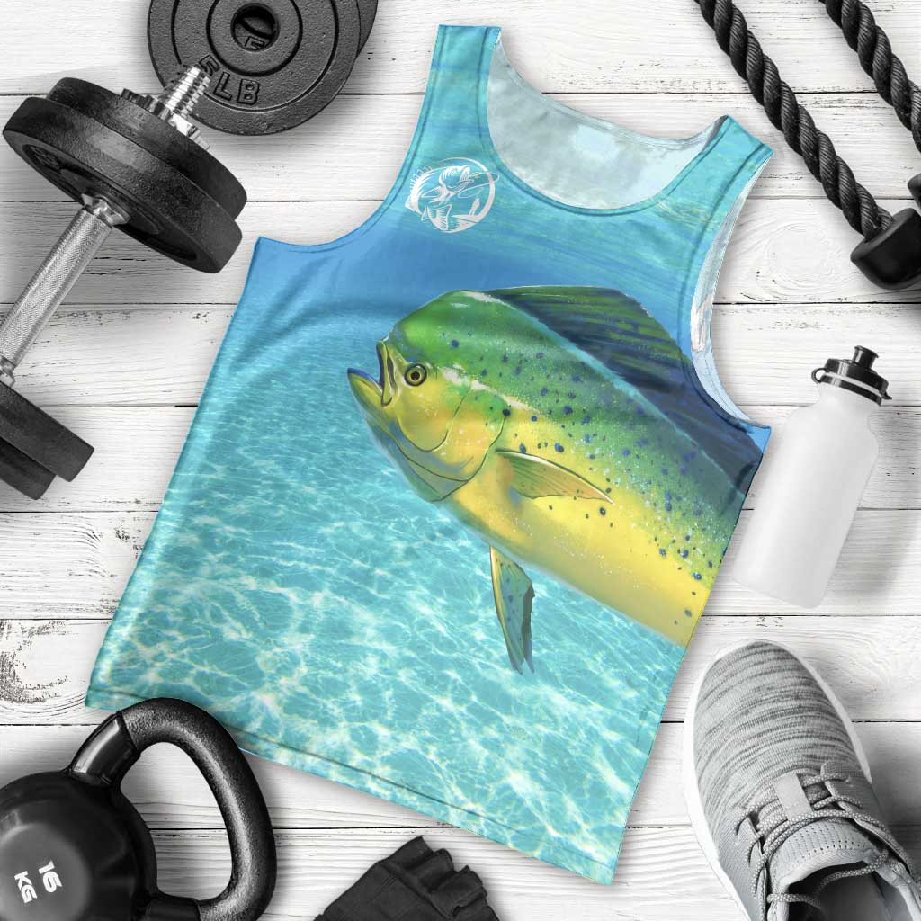 Mahi Mahi  Fishing Customize Name Men Tank Top Underwater Blue Background in Tropical Ocean Scene - Wonder Print Shop