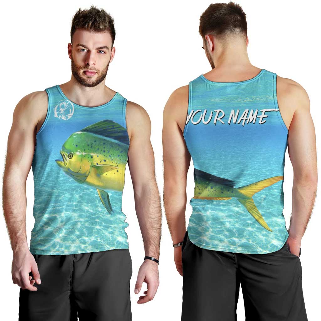 Mahi Mahi  Fishing Customize Name Men Tank Top Underwater Blue Background in Tropical Ocean Scene - Wonder Print Shop