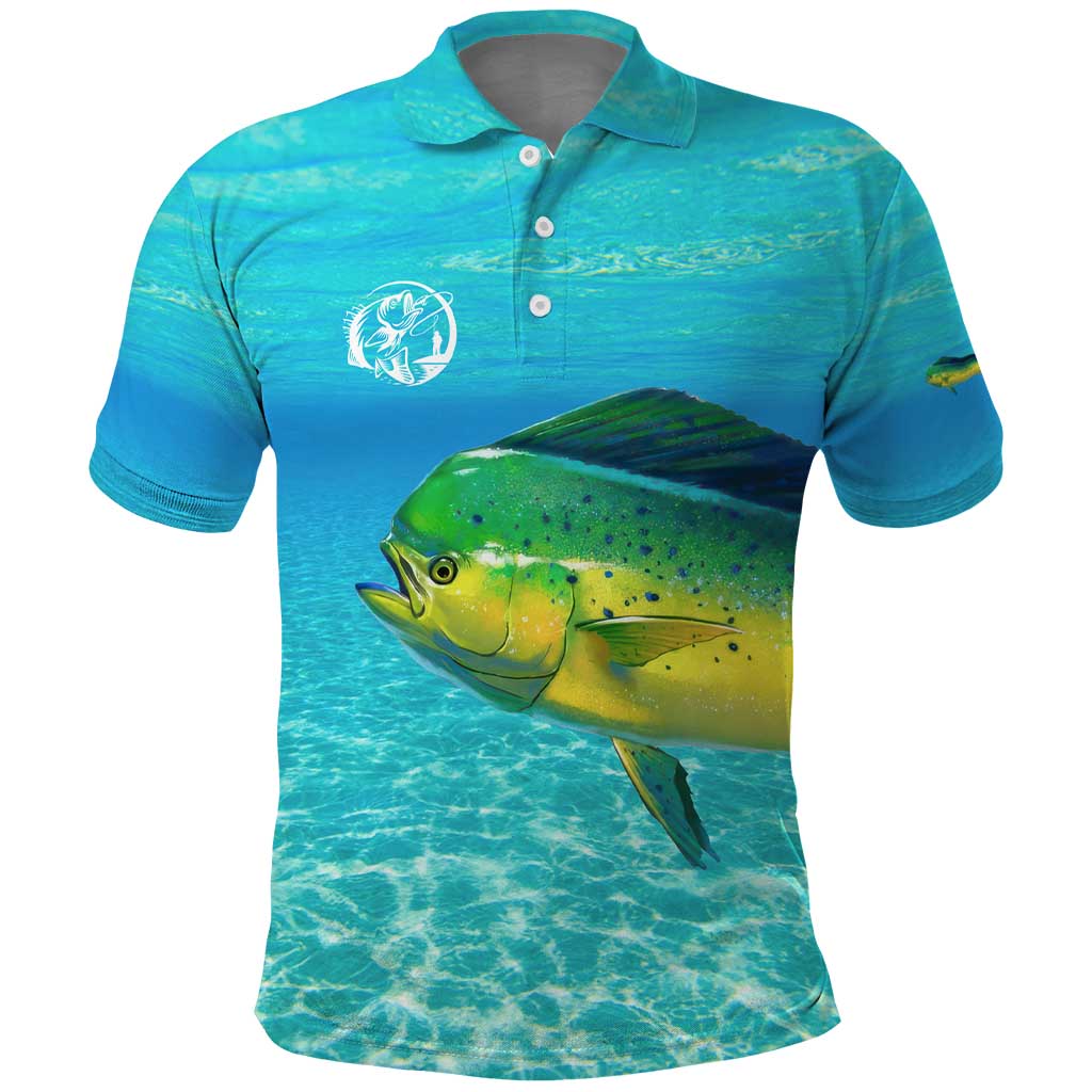 Mahi Mahi  Fishing Customize Name Polo Shirt Underwater Blue Background in Tropical Ocean Scene - Wonder Print Shop
