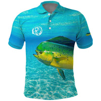 Mahi Mahi  Fishing Customize Name Polo Shirt Underwater Blue Background in Tropical Ocean Scene - Wonder Print Shop
