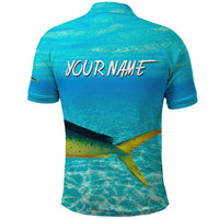 Mahi Mahi  Fishing Customize Name Polo Shirt Underwater Blue Background in Tropical Ocean Scene - Wonder Print Shop