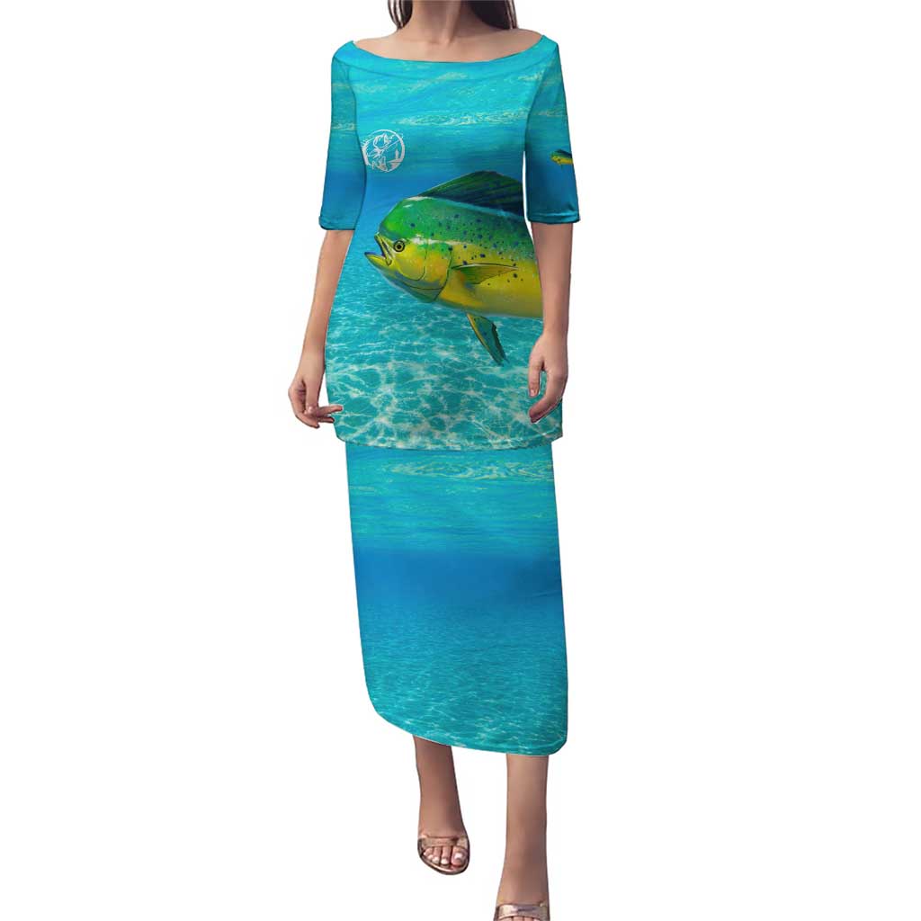 Mahi Mahi  Fishing Customize Name Puletasi Underwater Blue Background in Tropical Ocean Scene - Wonder Print Shop