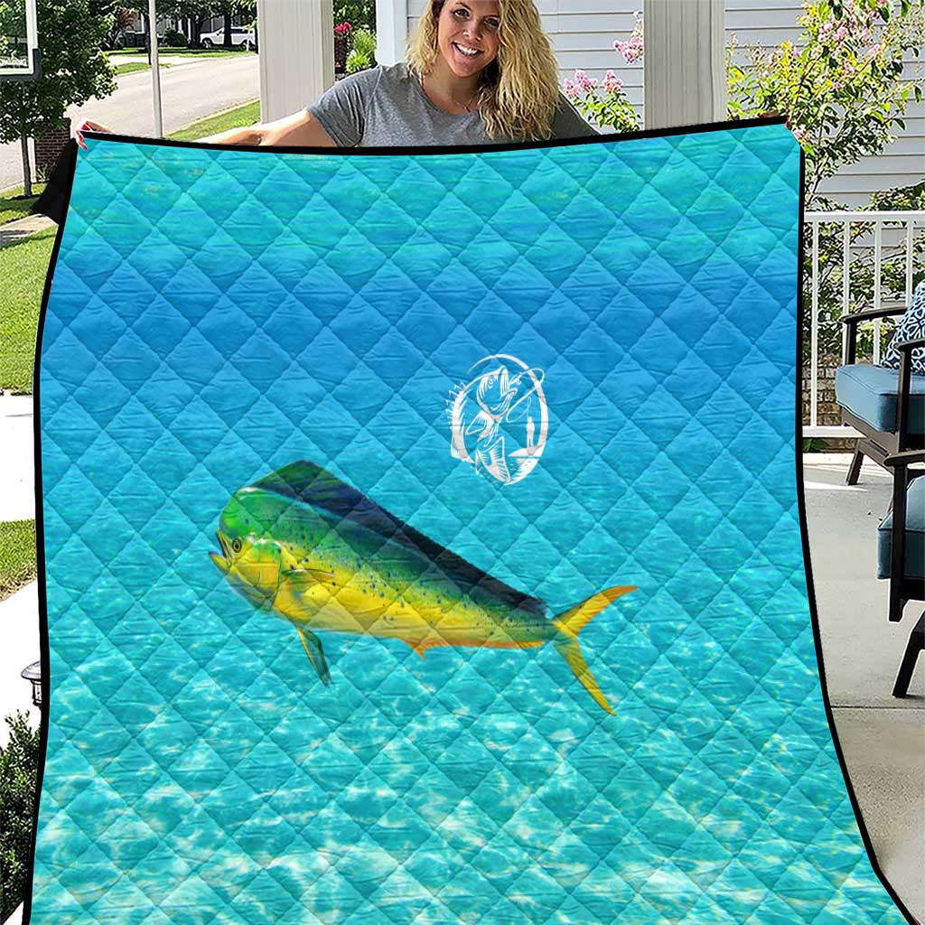 Mahi Mahi  Fishing Customize Name Quilt Underwater Blue Background in Tropical Ocean Scene - Wonder Print Shop