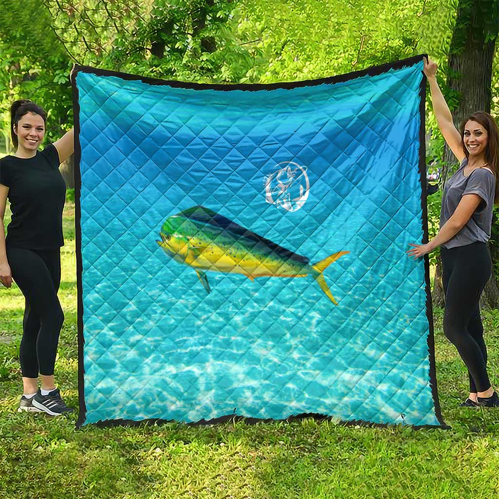 Mahi Mahi  Fishing Customize Name Quilt Underwater Blue Background in Tropical Ocean Scene - Wonder Print Shop