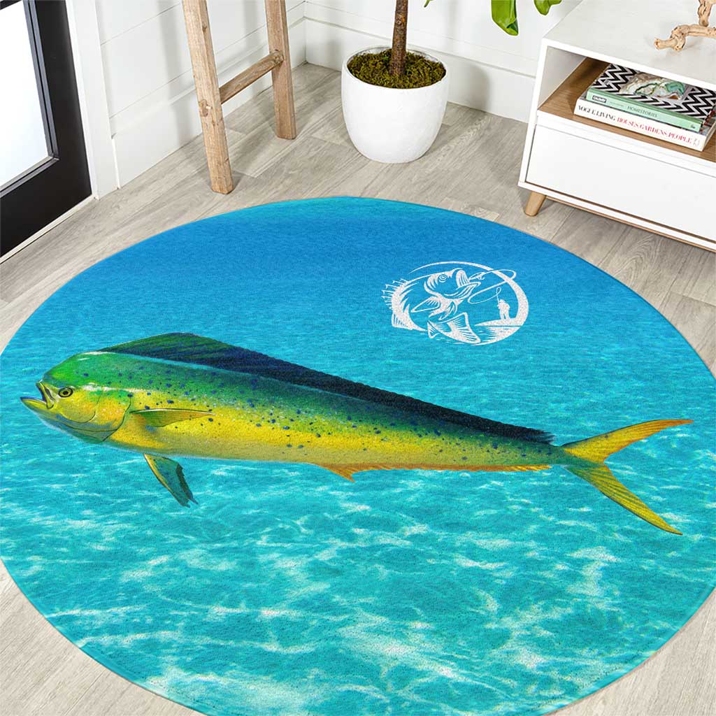 Mahi Mahi  Fishing Customize Name Round Carpet Underwater Blue Background in Tropical Ocean Scene - Wonder Print Shop
